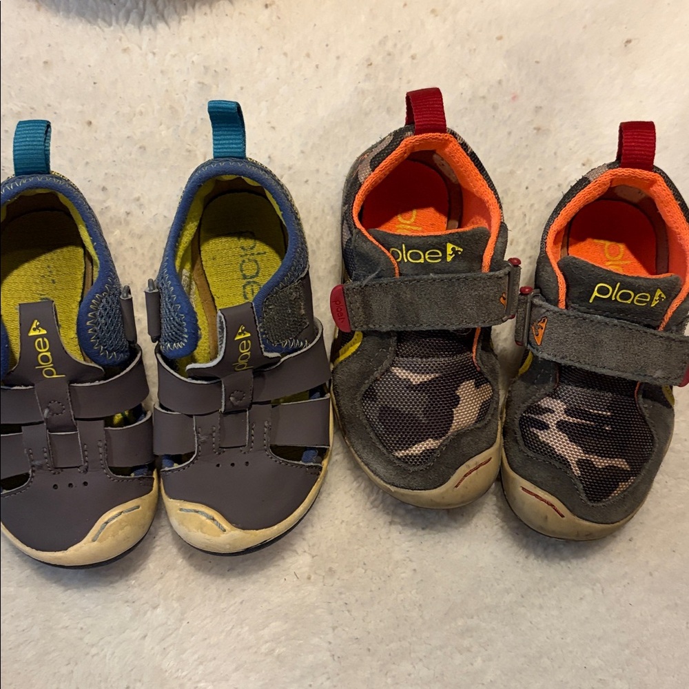 PLAE Kids Sneakers  and sandals Gray, Orange, and Red
